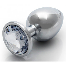 Ouch! Bijou anal Round Gem M 7 x 3.3 cm Argenté-Transparent